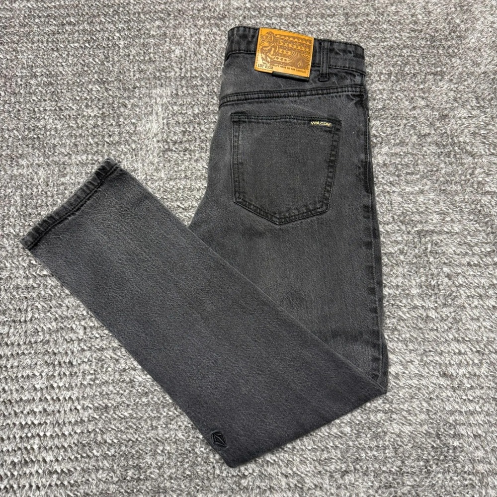 Volcom Mens Vorta Jeans Slim Straight 30x27 Washed Black Denim Pants‎